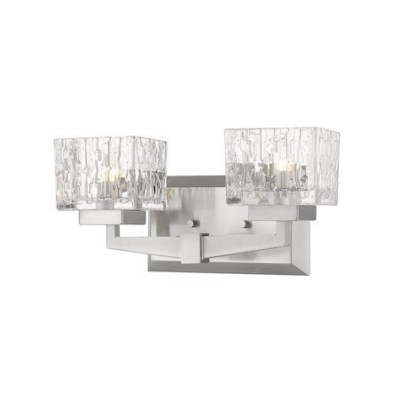 Z-Lite Rubicon 2 Light Vanity, Brushed Nickel & Clear 1927-2V-BN-LED